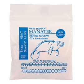 American Orthodontics Elastics Wildlife Manatee | Assorted Neon, Heavy, 6.5 Oz, 5/16" Size, 75 Packs Per Box, 7,500 Elastics | Made in The USA | Neon Colors, Top Quality Latex Tubing