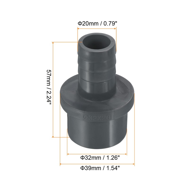 PATIKIL UPVC Reducer Pipe Fitting 32mm OD 20mm Barbed, 2