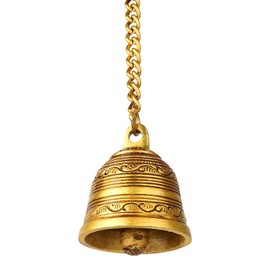 Skywalk Brass Hanging Bells with Chain for Home Mandir Temple Living Room Decoration Pooja Decorative Items Door Ding Dong Puja Bell.