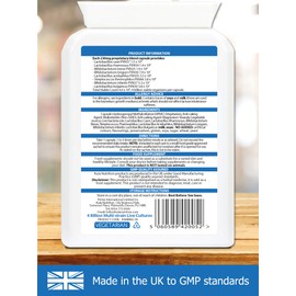 Daily Probiotic 8 Strain Live Bio Culture Complex - 4 Billion CFU Friendly Bacteria - High Strength Full Spectrum Gut Flora Food Supplement - Acid and Bile Resistant Capsules - 30 Days Supply