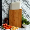Bamboo Kitchen Cutting Board with Sliding White Tray, Heavy-Duty Food