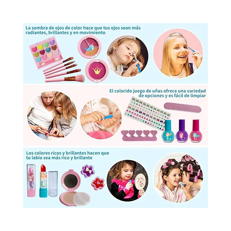 Kit Maquillaje Infantil Lavable 24 Piezas Juguete Xtellar rosa