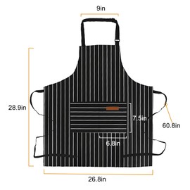 APRONPANDA Aprons for Women with Pockets Unisex Adults Cooking Baking Kitchen Chef Cotton Apron Adjustable Bib