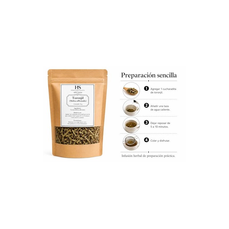 Herbolaria Selecta Toronjil (Melisa officinalis), Té Herbal para Infusión, Hojas
