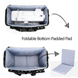 LUXJA Sewing Machine Carrying Bag with Removable Padding Pad, Travel Case for Sewing Machine and Accessories (Fit for Most Standard Sewing Machines), Black Dots (Bag Only)