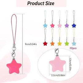 Opemg 10Pcs Multicolour Cute Phone Charms Small Phone Charm Star Strap Aesthetic String Cute Keychain Lanyard String Charm Decor, Car Keychain Accessories