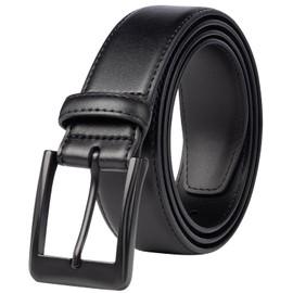 KM Legend Mens Genuine Leather Dress - Classic & Fashion For Work Business And Casual Belt, Berlin Black, 32 US