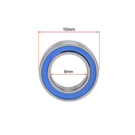 sourcing map Set of 4 Deep Groove Ball Bearings Double Sealed MR106-2RS 6 mm x 10 mm x 3 mm Blue Cover Chrome Steel P6 (ABEC3)