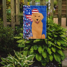 Caroline's Treasures WDK5230GF American Garden Size USA Patriotic Flag, Golden Retriever - Gold