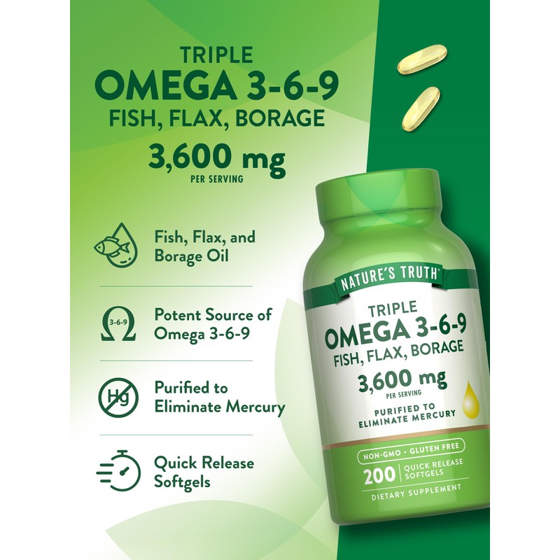 Nature's Truth Triple Omega 3 6 9 | 3600mg |