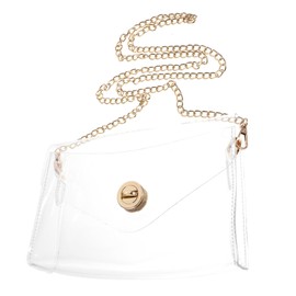 BESPORTBLE Clear Crossbody Bag with Chain Transparent Shoulder Purse for Women Durable Material Multipurpose Clutch for Travel Design Practical Makeup Bag