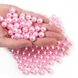 Chuyau 150 piezas Rosa 12mm Cuentas de Perla con Agujero Cuentas de Perla Redondas para Manualidades Cuentas de Perla Sueltas para Hacer Joyas Cuentas de Perla Falsa para Pulseras, Collares, Aretes