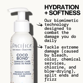 PACIFICA Beauty, Coco Bond Damage Care Leave-In Repair Mask Treatment, Dry & Damaged Hair from Bleach, Color, Chemical Services, Chlorine, & Heat, Coconut, Vegan