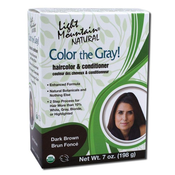 Light Mountain Natural Color The Gray! Hair Color & Conditioner, Dark Brown, 7 oz, (Pack of 2)