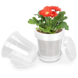 HQAUT Clear Nursery Pots with Drainage and Saucers, 12 Pack 7 Inch Clear Plastic Plant Pots for Plants, Seed Starting Pots