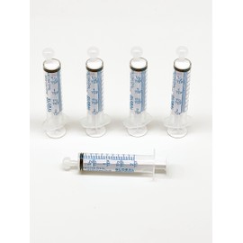 10ML UltraFlo Oral Syringe with Cap - Eccentric Tip - 2 Teaspoon - 10cc O-Ring Plunger Rod - QTY 5
