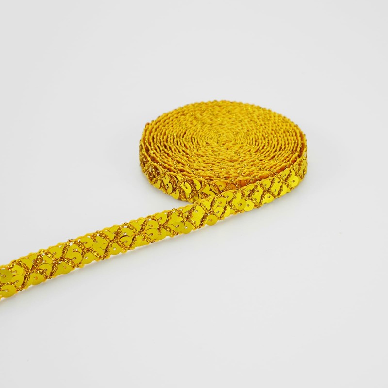 Qililandiy 14 Yards Sequin Lace Trim Gimp Braid Lace Ribbon