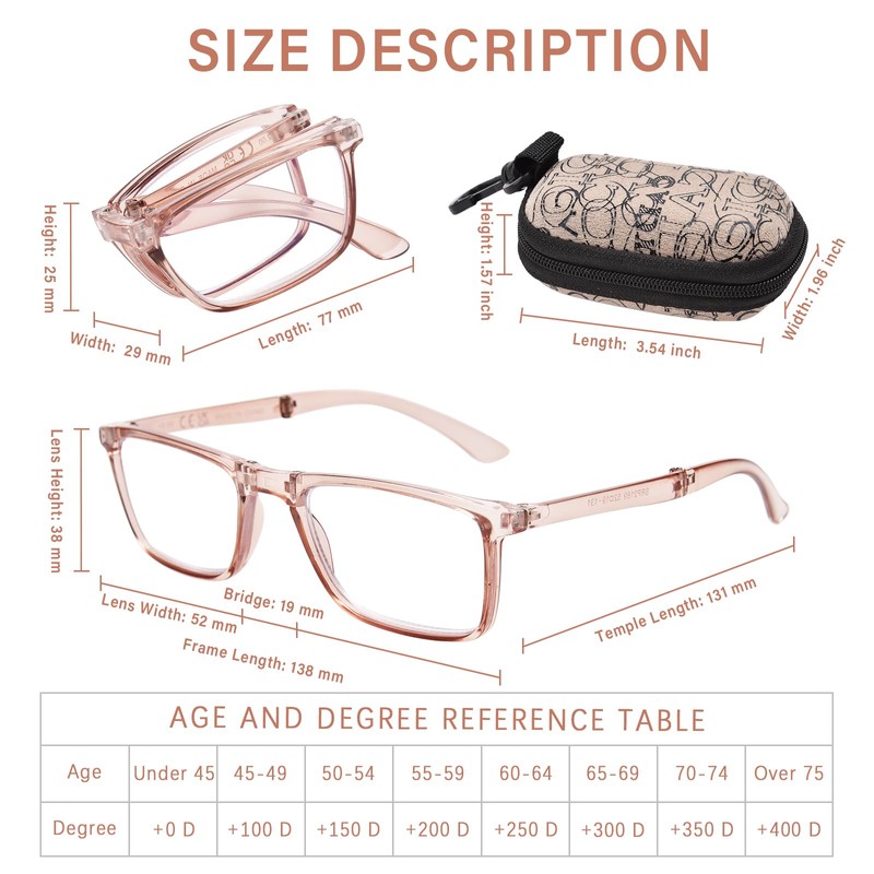 OPTOFENDY Folding Reading Glasses for Women Men, Lightweight Spring Hinge