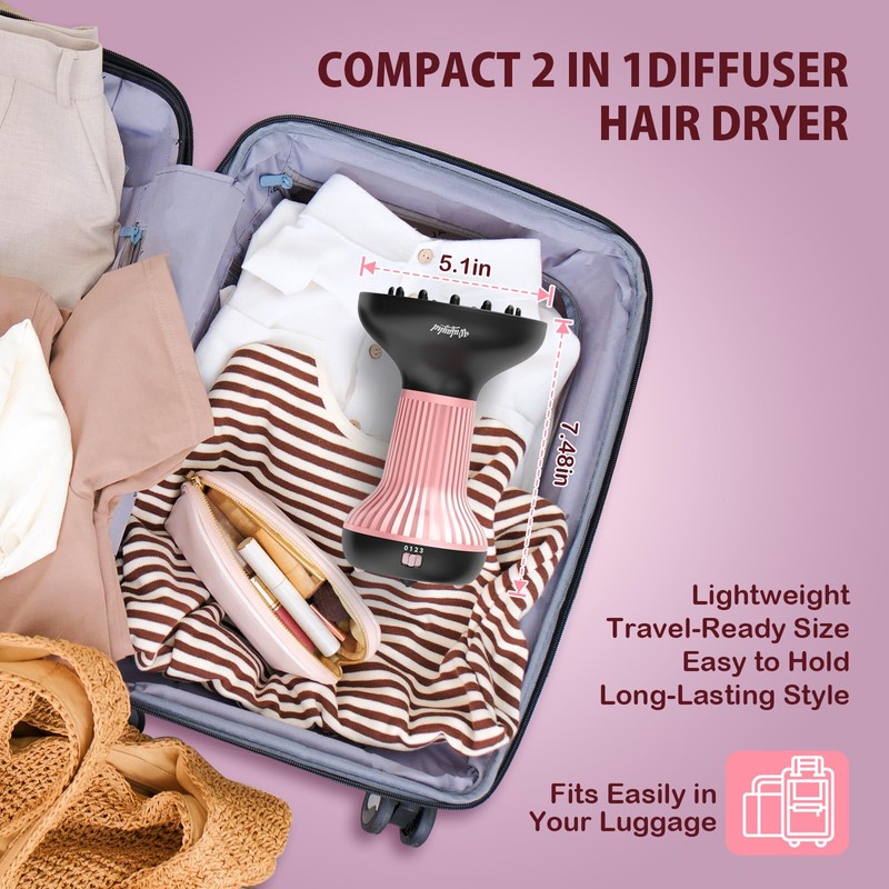 WUFAYHD Diffuser Hair Dryer for Curly Hair: Professional 2 in