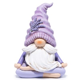 Hodao Zen Lavender Meditation Gnome Figurine - Yoga Inspired Home Decor for Relaxation & Serene Living Spaces Spring Yoga Lavender Gnome Decorations Calming Gifts for Women, and Mom