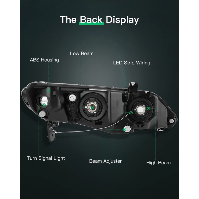 LSAILON Headlight Assembly Replacement Fit 2006-2011 for Honda Civic Driver