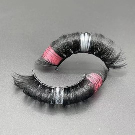 Miss Kiss Russian D Curl Eyelashes Pink Silver Color Manga False Eyelash Cat Eye Lash Wispy Faux Mink Eyelash Natural Look Fake Lashes 1 Pair