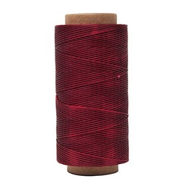 Mandala Crafts Maroon Flat Waxed Thread for Leather Sewing - 197 Yds 210D 1mm Polyester Leather Thread String Waxed Cord for Leatherwork, Beading, Bookbinding, Hand Stitching