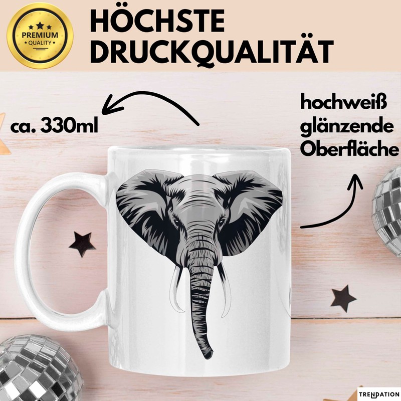 Elefant Tier Tasse Geschenk Lustige Geschenkidee Spruch (Weiß)