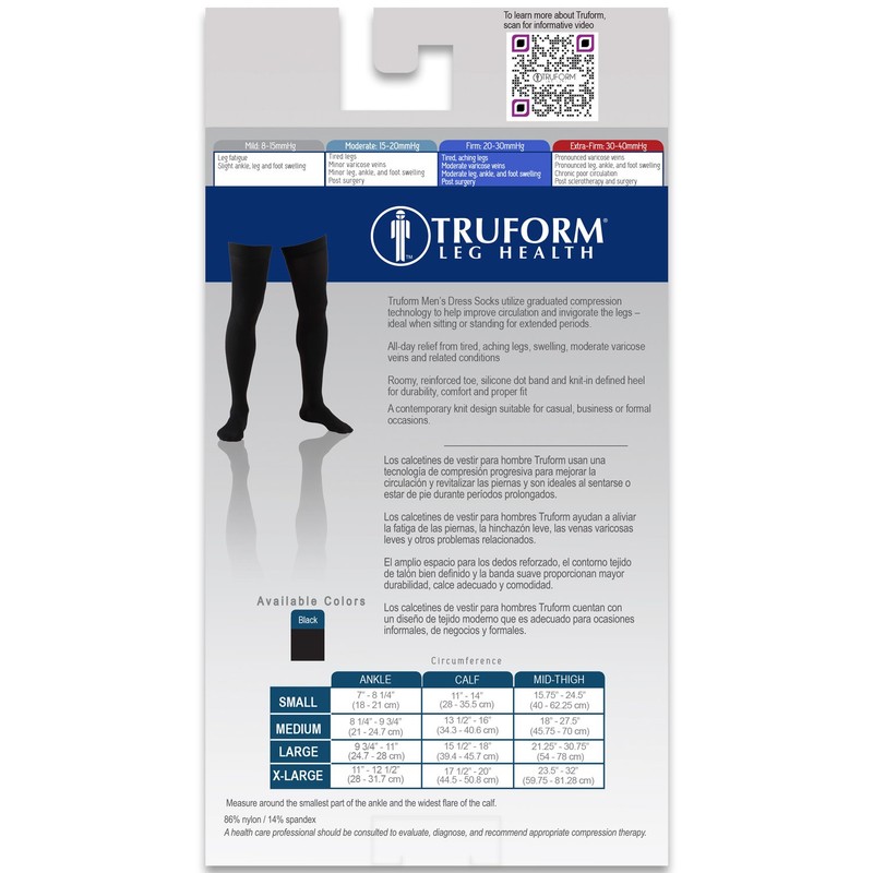 Truform Compression Socks, 20-30 Mmhg, Men's Dress Socks, Thigh High