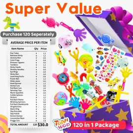 TOANWOD 120Pcs Party Bag Fillers Fidget Toys Pack for Kids: Party Bag Toys Party Favours - Classroom Prizes Pinata Fillers - Boys Girls Unisex Birthday Party Goodie Bag Fillers
