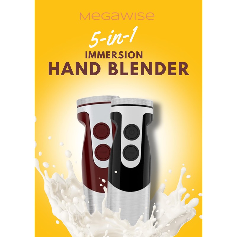 MegaWise 5-in-1 Immersion Hand Blender Set with Variable Speed, 400W,