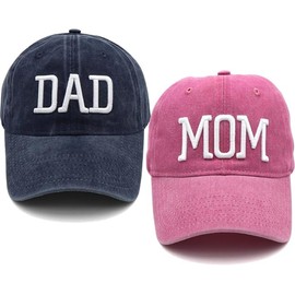 EIVA Gorra de Papa y Mama, Sombrero para mamá y papá, Gorras de béisbol, Gorras para Parejas, Juego de 2 Gorras de béisbol Ajustables Bordadas para mamá y papá
