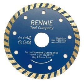 Rennie Tool Company Diamond Disc 115mm for Angle Grinder - Turbo Diamond Saw Blade