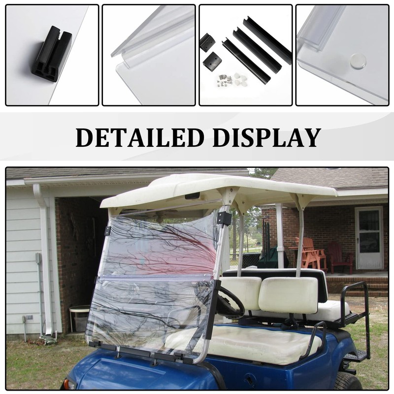 ECOTRIC Folding Down Clear Windshield for 2003-2006 Yamaha G22 Models