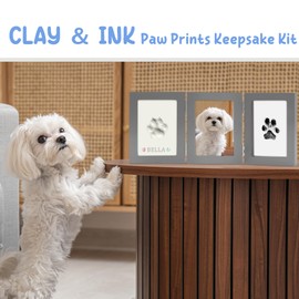 MYPAWLETS Ink&Clay Paw Print Kit Keepsake,Inkless Ink Pad & Soft Clay for Dogs/Cats Paw Prints,Pet Paw Print Impression Kit,Paw Print Stamp Pad for Dog,DIY Gifts for Pet Owners-Grey