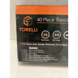 TORELLI TOOLS 40-PIECE SOCKET SET, SAE & METRIC MODEL INV00518 - NEW