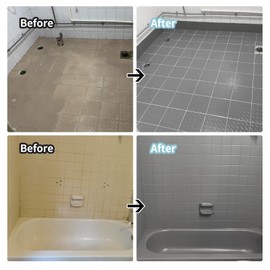 Gray Ceramic tub and tile Paint Refinishing Kit Bathtub Bathroom wall Paint, Easy of Usecountertop sink Paint Resurfacing Sink Tub wate、rproof Kitchen Countertop, Low Odor No Toxic (Gray 50-60sq.ft)