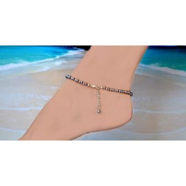 Shells by Patty Peacock Pearl & .925 Sterling Silver Bead Ankle Bracelet 10 to 12 inches