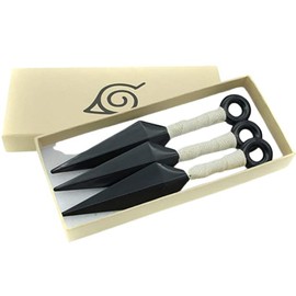 Kraja Ninja Mini Kunai Set x 3, Konoha with Naru Konohagakure Crest Cosplay Acessory Plastik Village Leaf (Mini Kunai x 3)