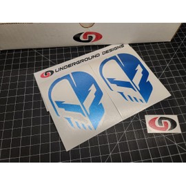 C8 Skull Racing Decals (2-Pack) Jake Skull Sticker 6.2L V8 Stingray Corvette Z06 5.5L 1LT 2LT 3LT LT2 LT6 Select Color: (Bright Blue Metallic)