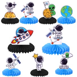 8 PCS Outer Space Honeycomb Table Centerpiece Rocket Planet Trip to the Moon Space Astronaut Table Toppers Centerpieces for Outer Space Theme Baby Shower Birthday Party Table Decorations Supplies