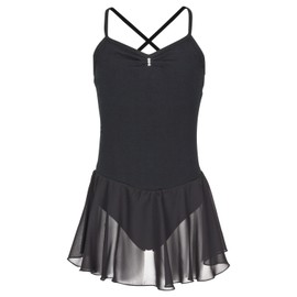 tanzmuster ® Maja Girls' Ballet Dress, Spaghetti Straps, Size 92-170, Glitter Stones, Cotton, Ballet Body Children's Ballet Jersey, black