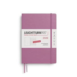 LEUCHTTURM1917 372471 Weekly Calendar & Notebook Medium (A5) 2026, 12 Months, Dusty Rose, German