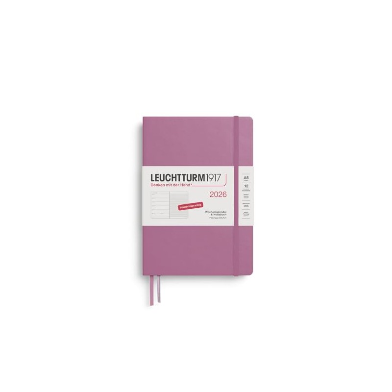 LEUCHTTURM1917 372471 Weekly Calendar & Notebook Medium (A5) 2026, 12