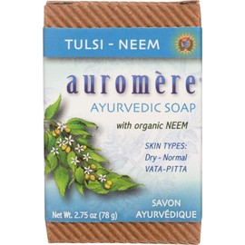 Auromere Ayurvedic Bar Soap, Tulsi Neem - Eco Friendly, Handmade, Vegan, Cruelty Free, Natural, Non GMO (2.75 oz), 4 pack