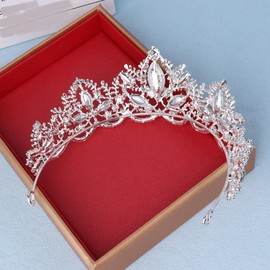 Rhinestone Queen Tiara and Crown Silver Crystal Bride Wedding Crowns Bridal Women Crown Headband Princess Tiaras for Birthday Party Bridesmaids (Silvery, One size)