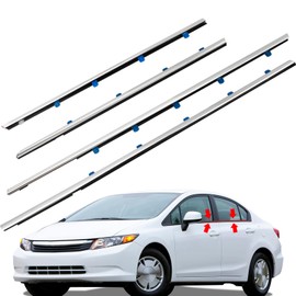YBDDZH Weatherstrip Window Seal Car Window Moulding Trim,（Silver） Compatible with2012-2015 Civic 4 Door Sedan. OE 72450-TR0-A01 72410-TR0-A01 72950-TR0-A01 72910-TR0-A01 Set of 4