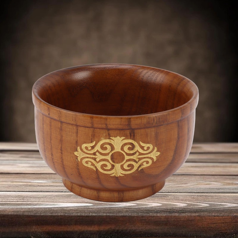Wooden Rice Bowl Jujube Wood Anti Scald Exquisite Elegant Round