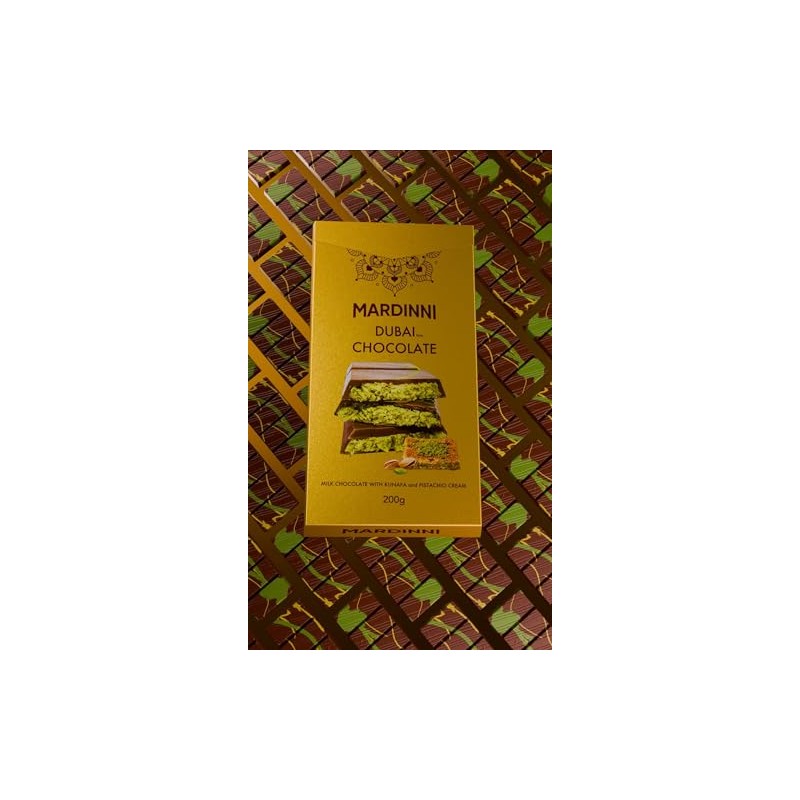 MARDINNI Dubai Style Milk Chocolate Bar, Kunafa and Pistachio Cream