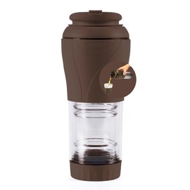 Pressca - Portable Coffee & Tea Maker - Thermal Coffee & Tea Infuser, French Press, Single Serve Coffee Maker, BPA Free - Home & Kitchen Accessories & Utensils - 12 fl oz, Brown